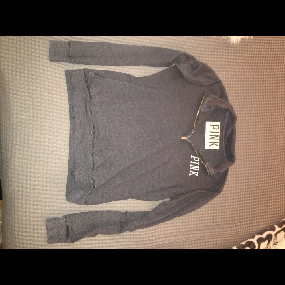 Grey Victoria Secret 1/4 Zip sweatshirt hoodless
